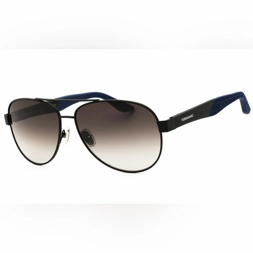 Salvatore Ferragamo Metal MATTE BLACK/GREY GRADIENT Sunglasses (NWT)